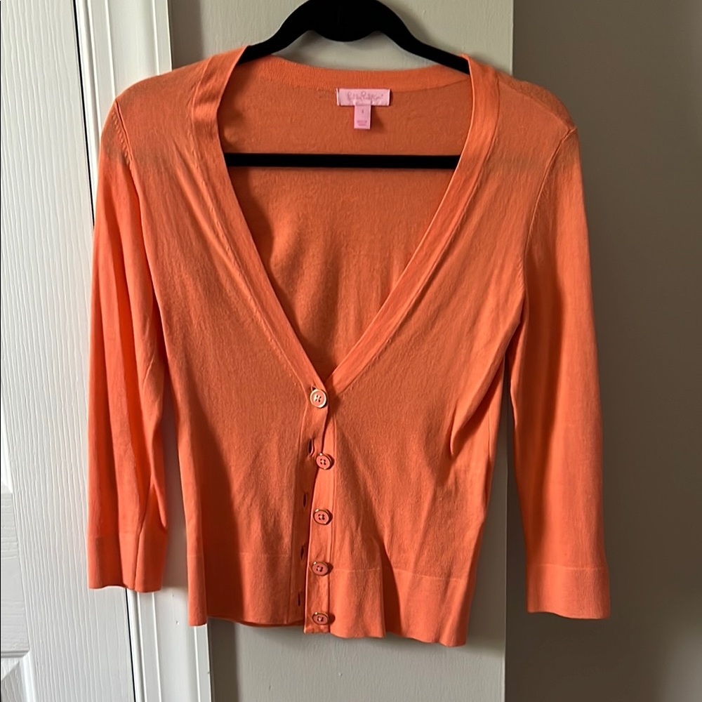 Lilly Pulitzer, Size Small, Orange Cardigan Sweater